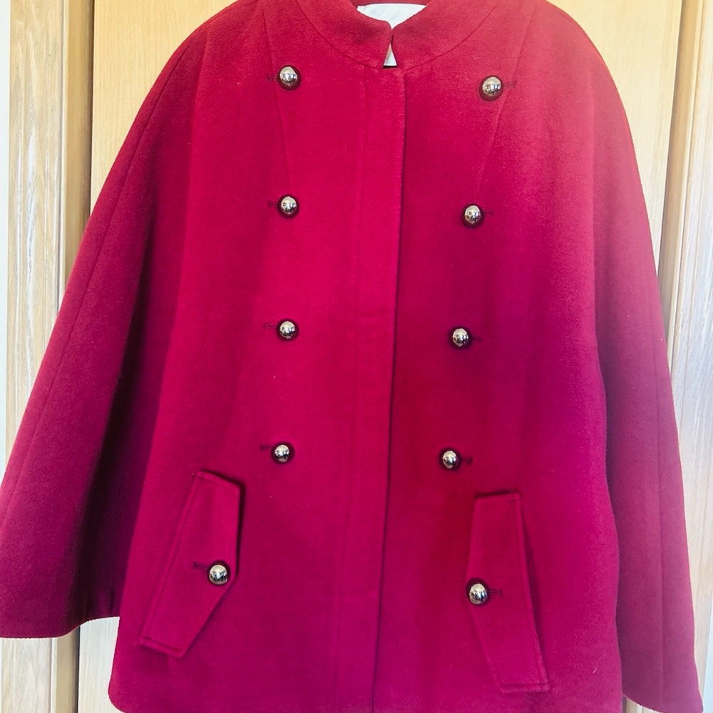 Leifsdottir Scarlet Double-Breasted Cape/Poncho
